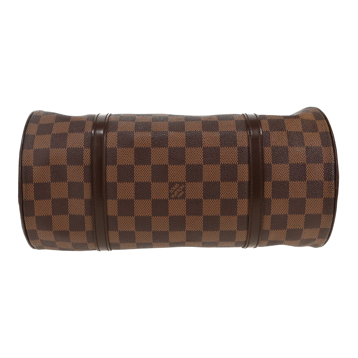 Borsa Louis Vuitton  Papillon in tela a scacchi ebana e pelle marrone - Detail D1