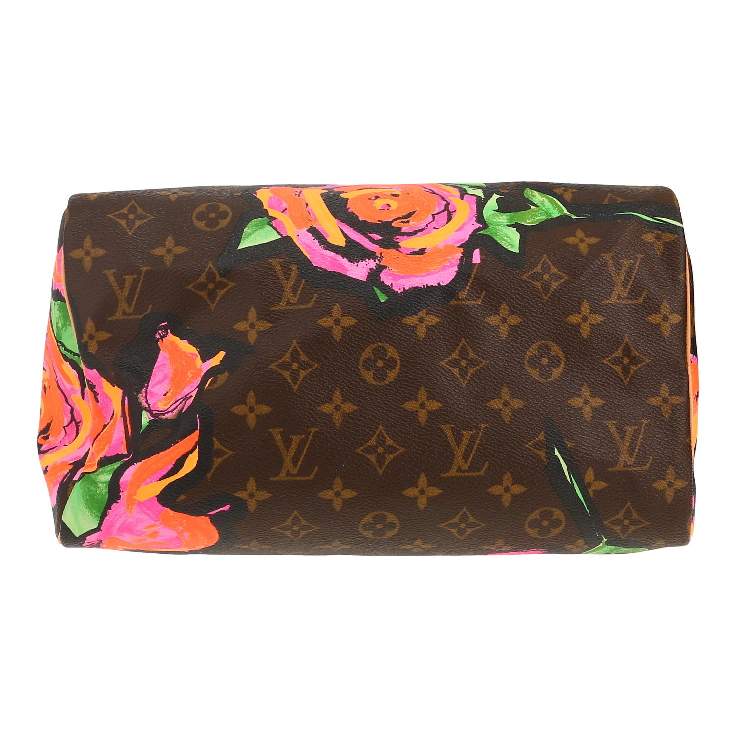 Louis Vuitton X Stephen Sprouse Speedy 30 handbag  in brown monogram canvas  and natural leather - Detail D1