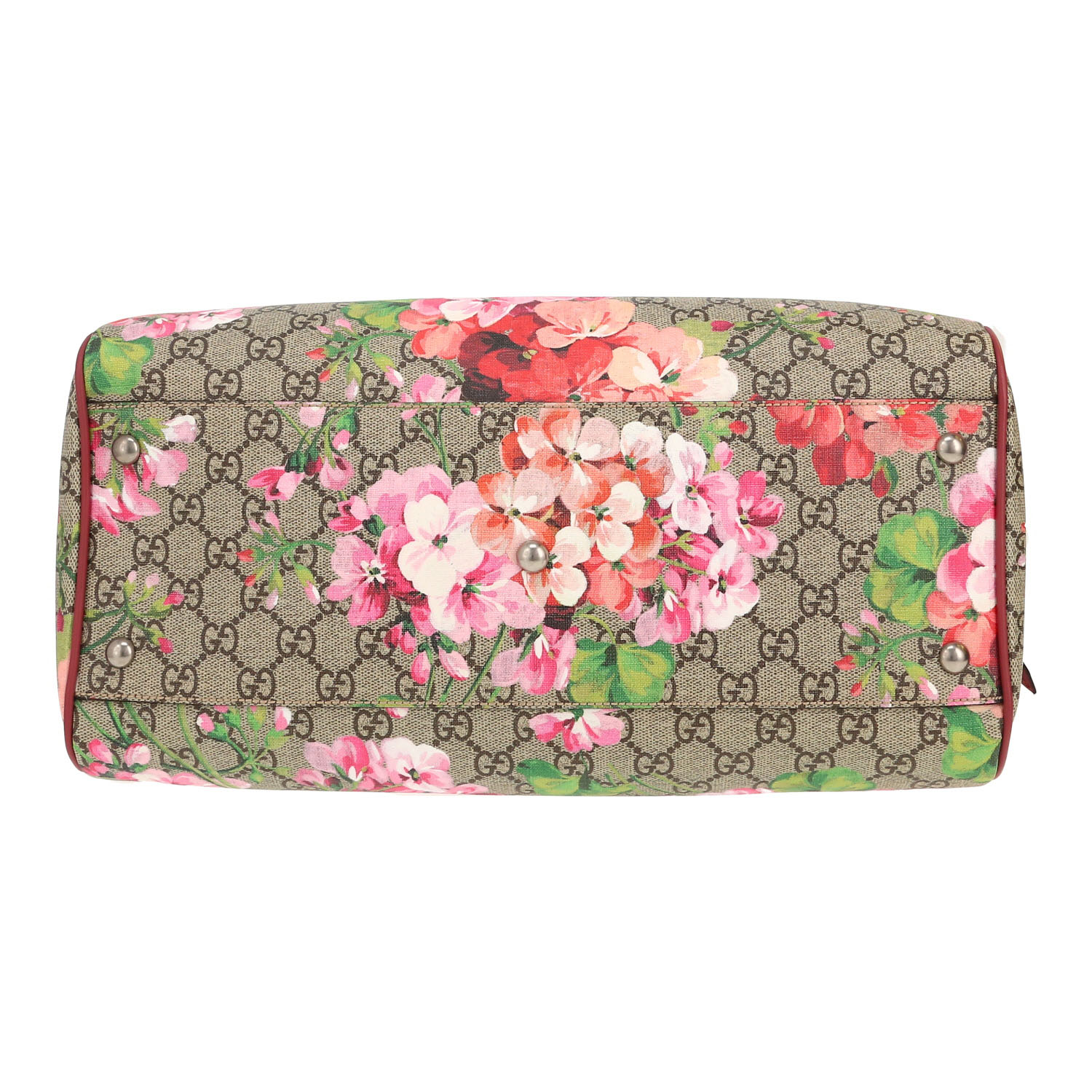Gucci handbag in beige logo canvas and pink leather - Detail D1