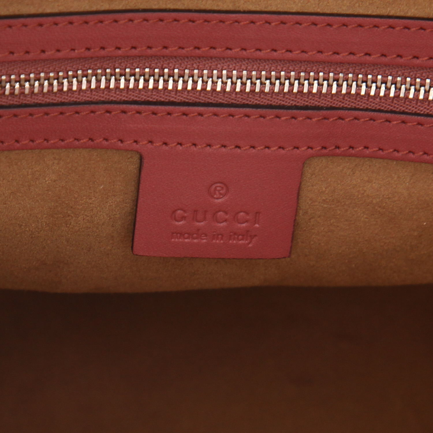 Gucci handbag in beige logo canvas and pink leather - Detail D2