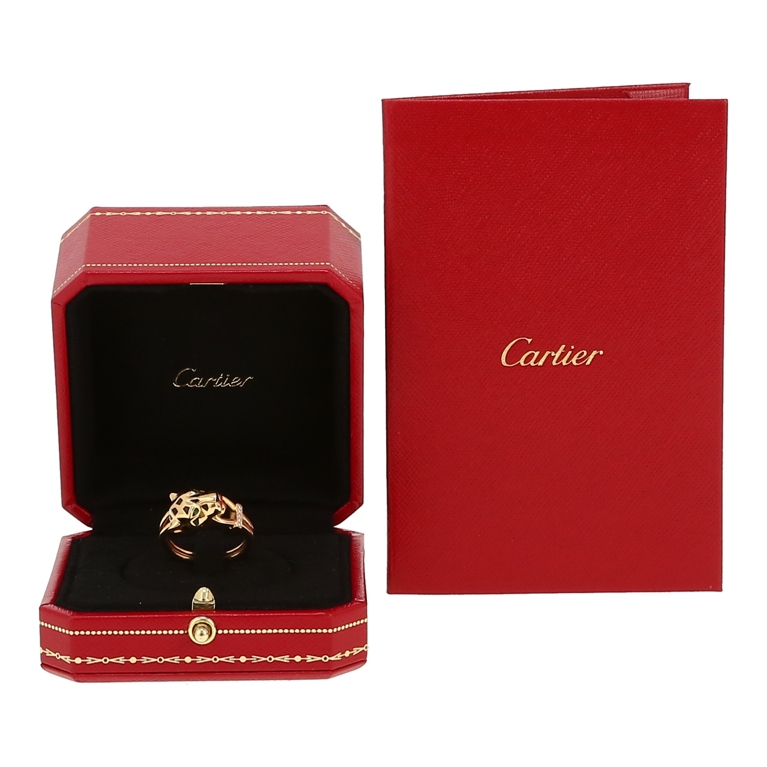 Bague Cartier Panthère en or jaune, laque noir et tsavorites - Detail D2