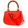 Gucci  Bamboo mini  shoulder bag  in orange smooth leather  and bamboo - 00pp thumbnail