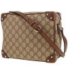 Bolso bandolera Gucci   en tejido "sûpreme GG" beige y cuero marrón - 00pp thumbnail