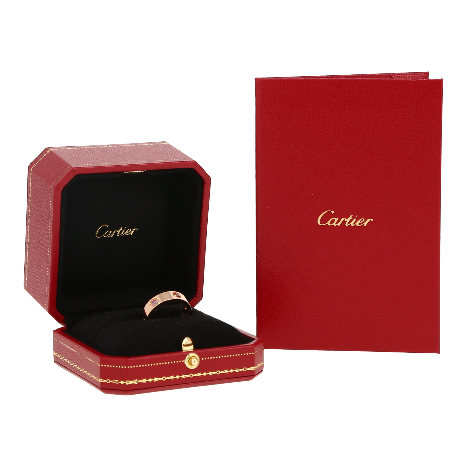 Sortija Cartier Love Passion de oro rosa y piedras de colores - Detail D2