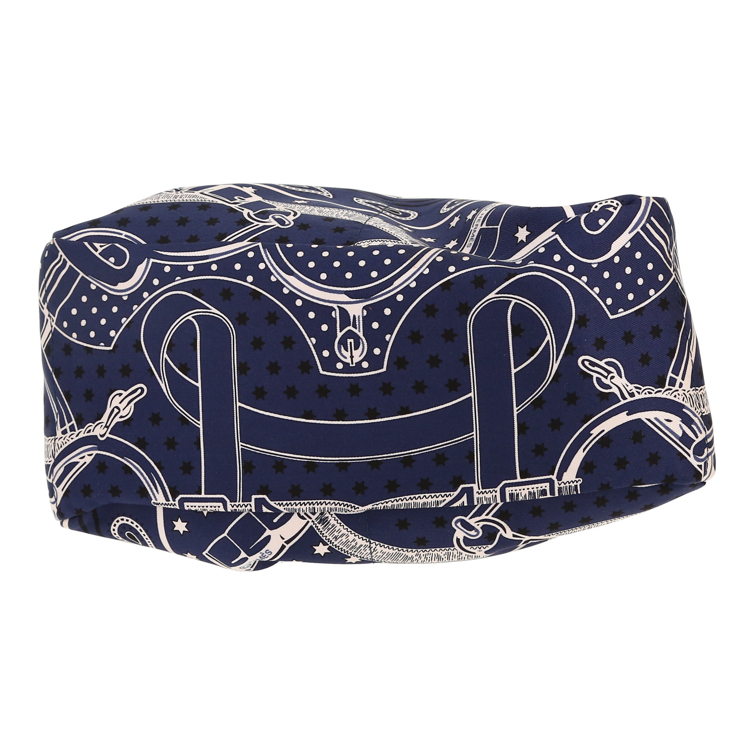 Bolsito de mano Hermès  Pochette Fourbi en sarga de seda azul y cuero Barenia marrón - Detail D1