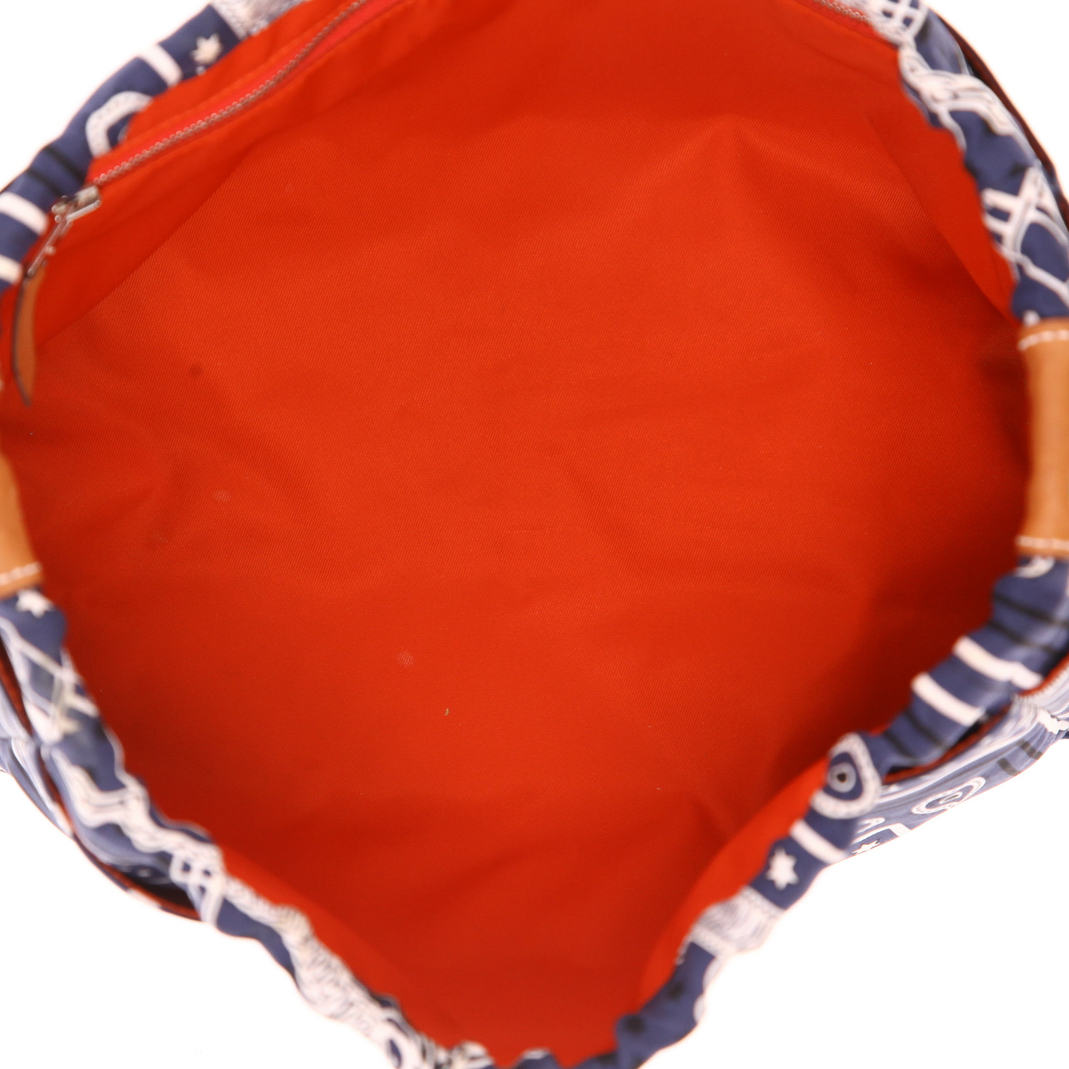 Pochette Hermès  Pochette Fourbi in twill di seta blu e pelle Barenia marrone - Detail D3