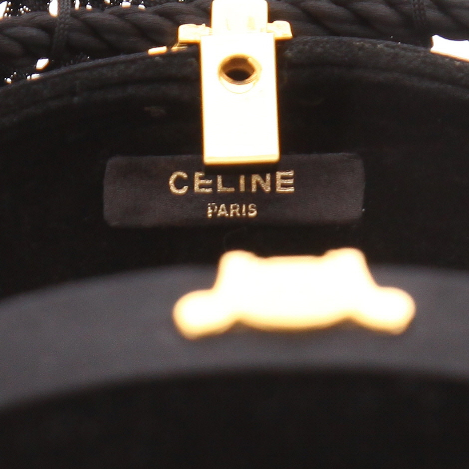 Sac bandoulière Celine en velours noir - Detail D2