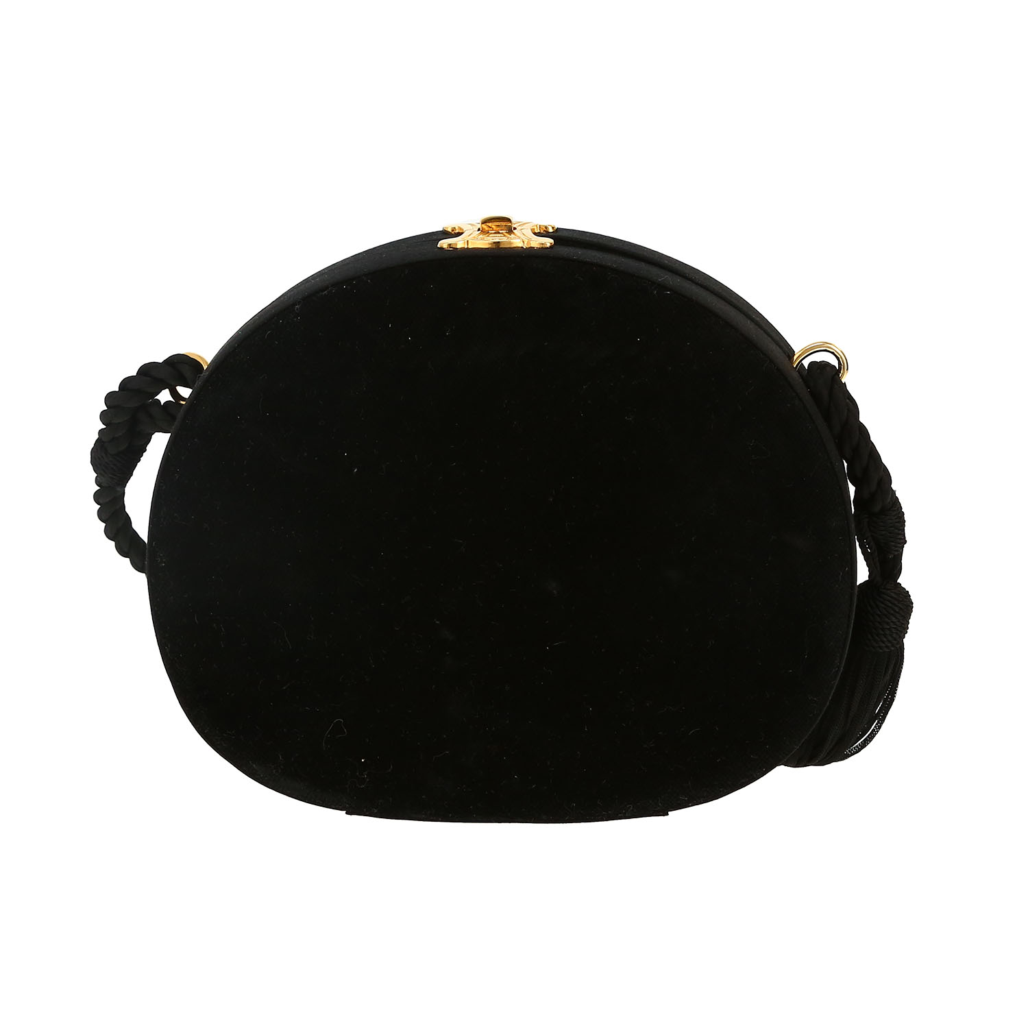 Sac bandoulière Celine en velours noir - Detail D4