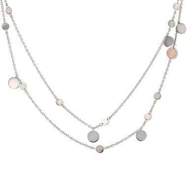 Hermès Ex Libris long necklace in silver and pink gold