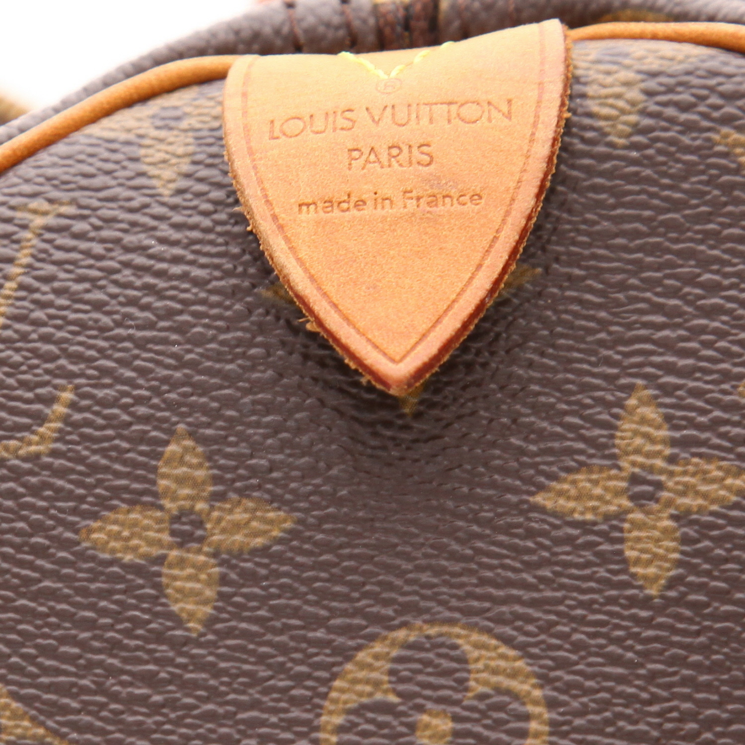 Sac Louis Vuitton  Speedy 30 en toile monogram marron et cuir naturel - Detail D2