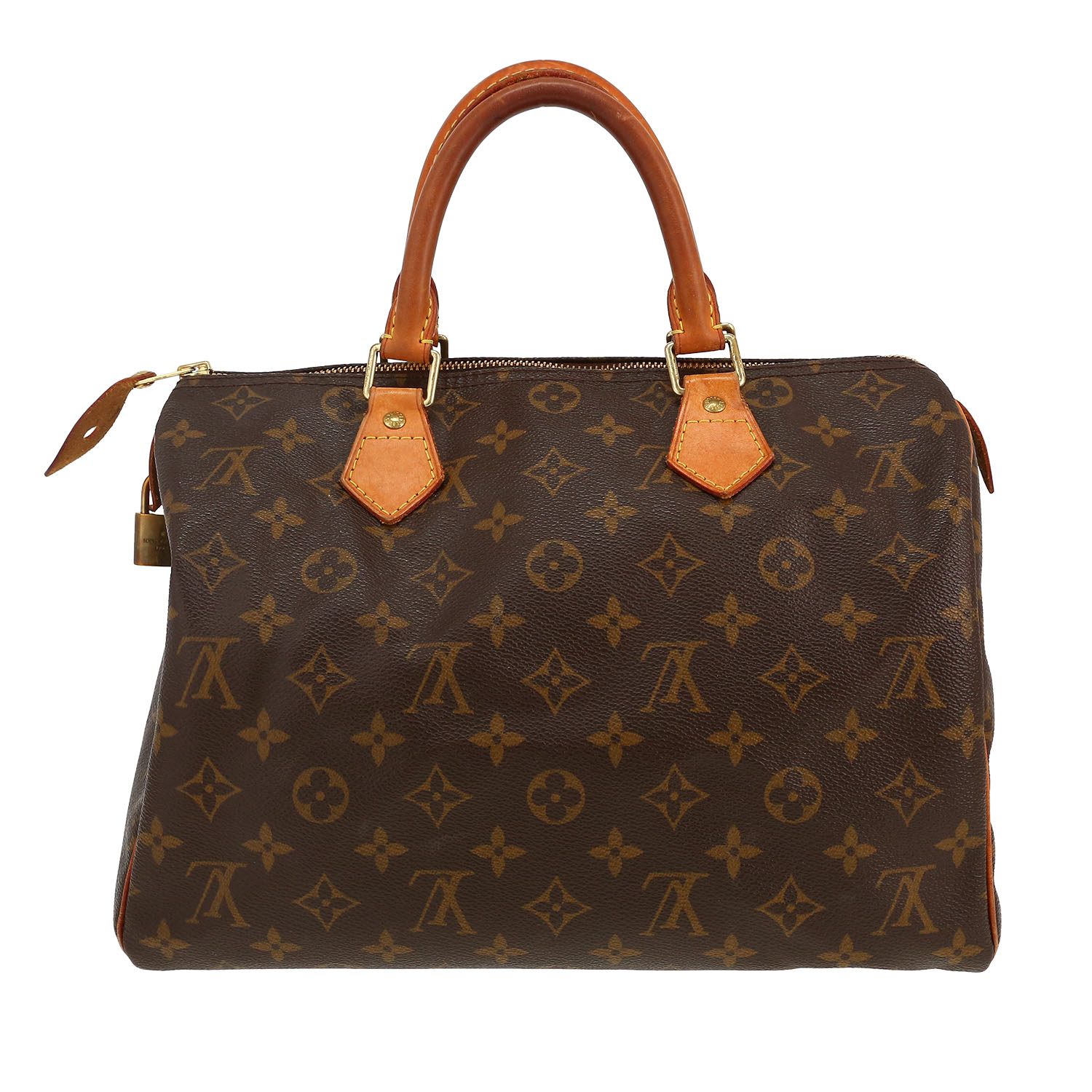 Borsa Louis Vuitton  Speedy 30 in tela monogram marrone e pelle naturale - Detail D4