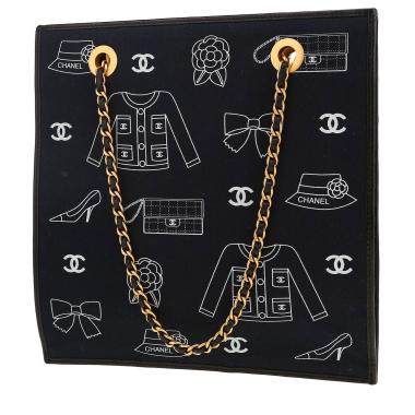 Bolso de mano Chanel  Vintage en lona negra y cuero negro
