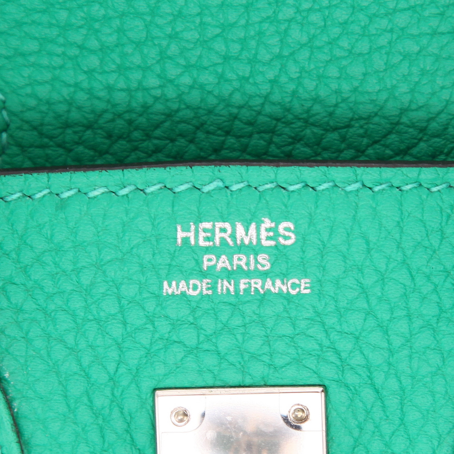 Hermès  Birkin 25 cm handbag  in Vert Menthe Swift leather - Detail D2