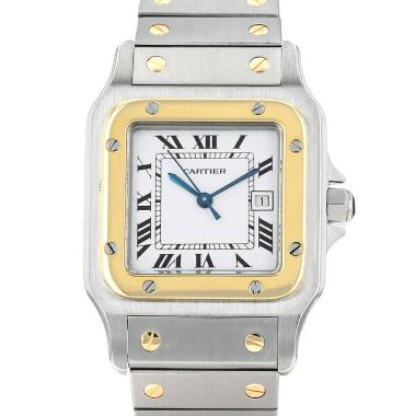 Reloj Cartier Santos de oro y acero plateado Ref: Cartier - 2961  Circa 1990