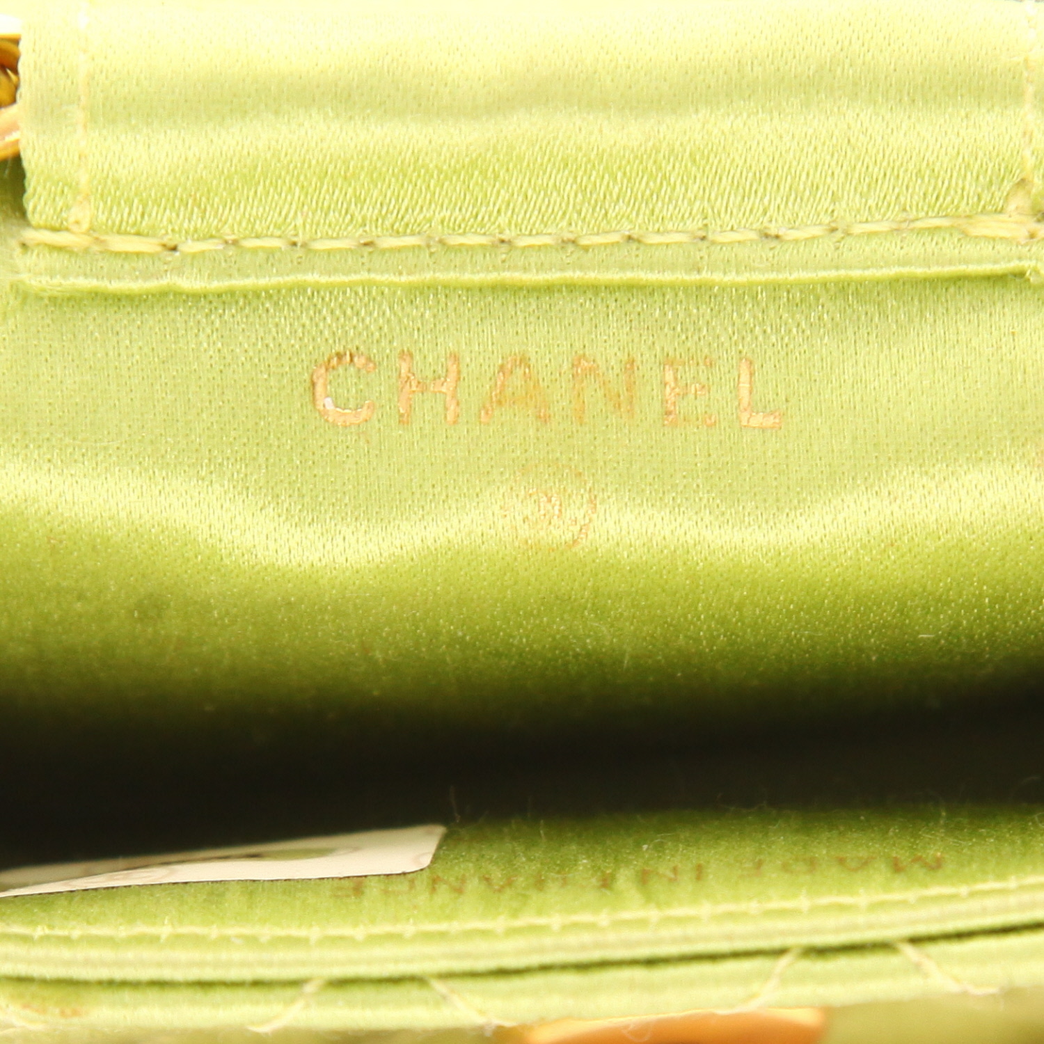 Borsa Chanel  Timeless super mini  in raso verde - Detail D2