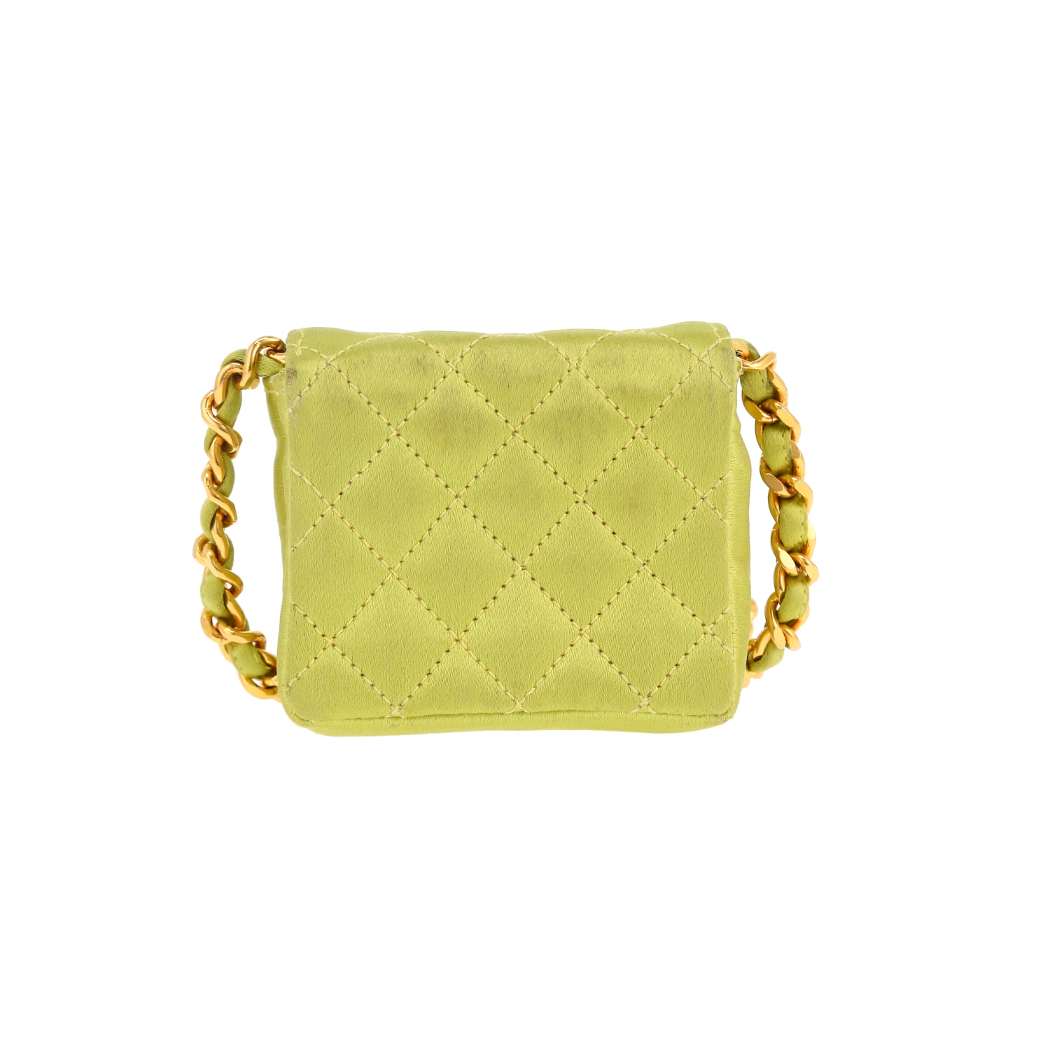 Borsa Chanel  Timeless super mini  in raso verde - Detail D4