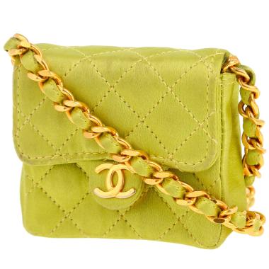 Bolso de mano Chanel  Timeless super mini  en satén verde