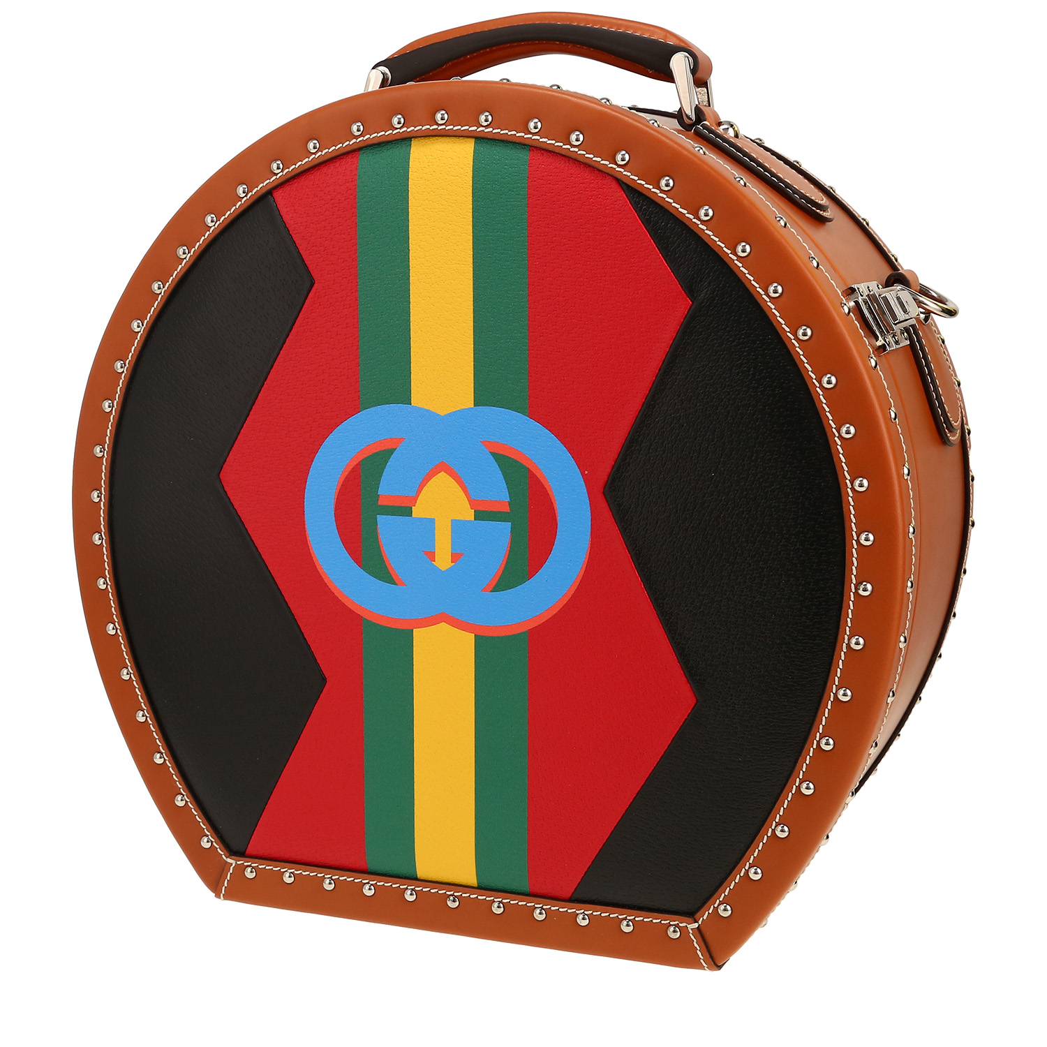 Sombrerera Gucci   en cuero marrón y multicolor - Detail D4