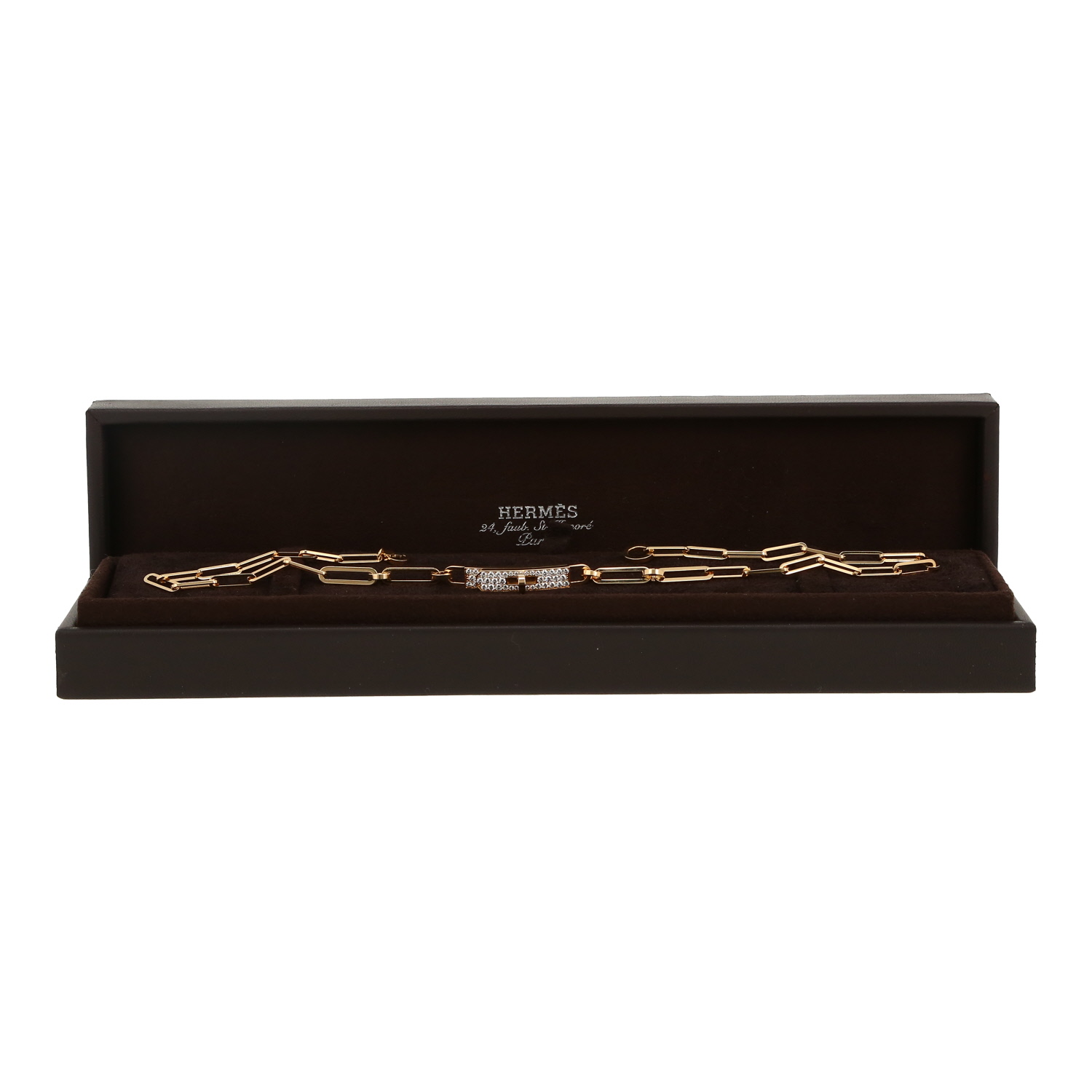 Bracciale doppio Hermès Kelly Chaîne modello piccolo in oro giallo e diamanti