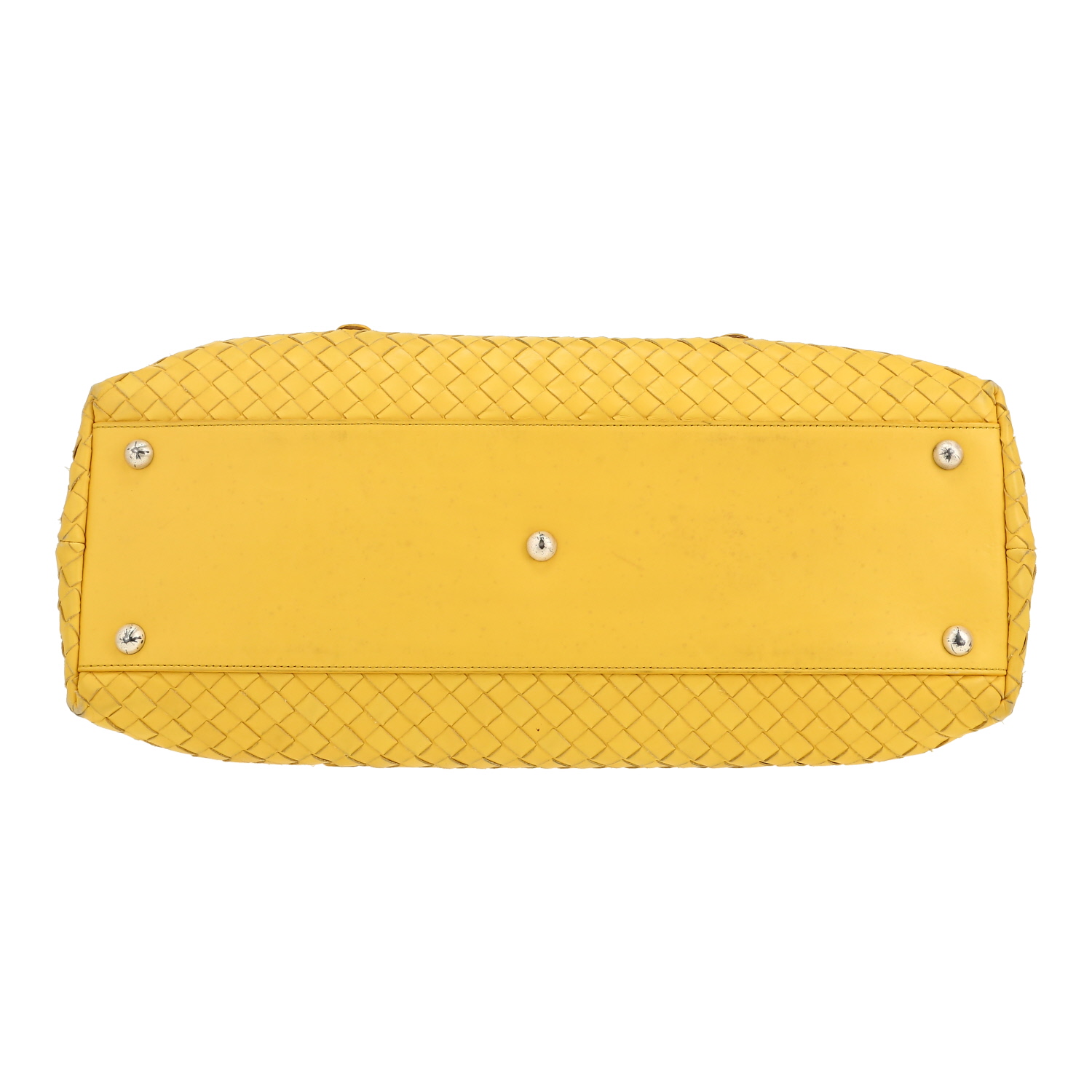 Sac cabas Bottega Veneta   en cuir intrecciato jaune - Detail D1