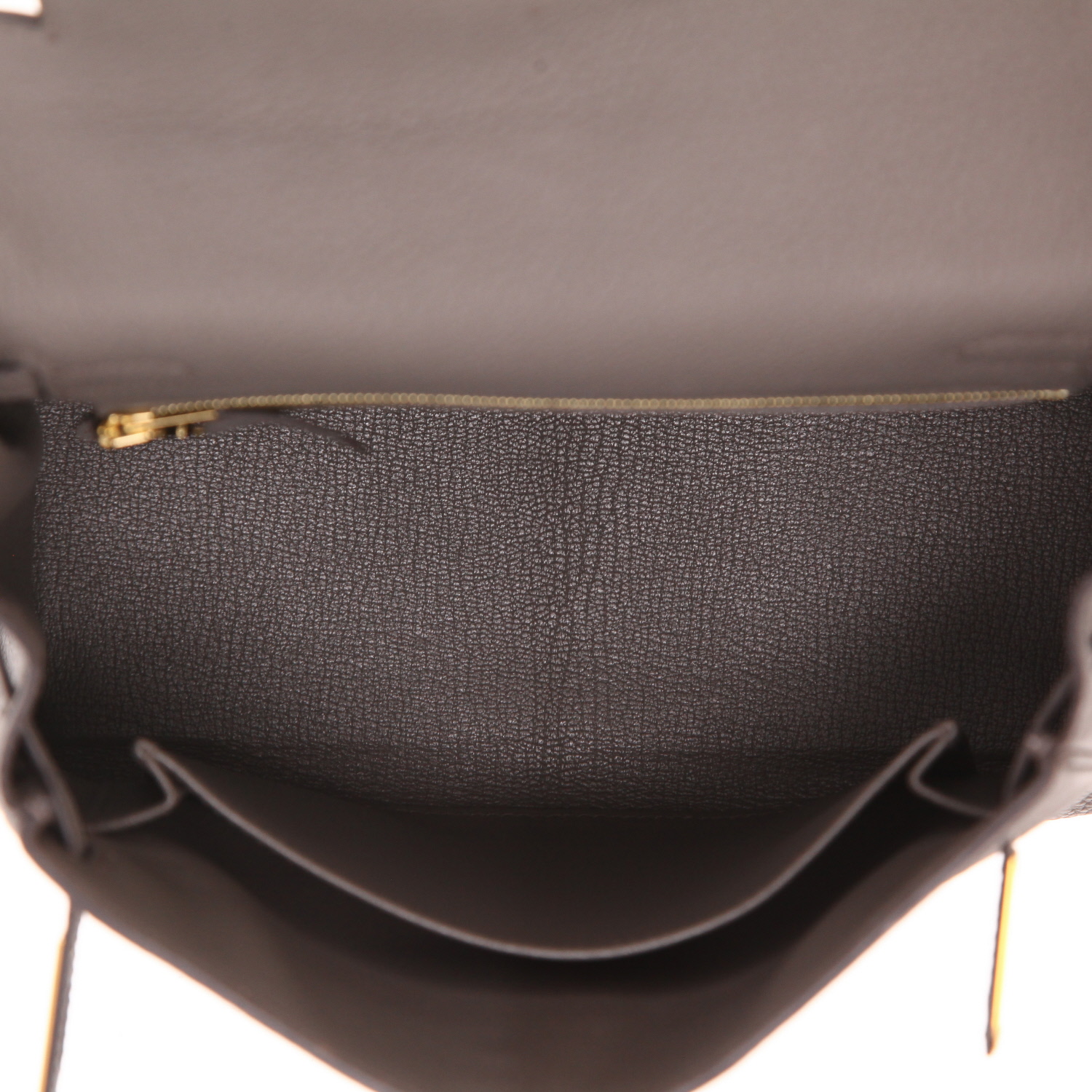 Borsa Hermès  Kelly 25 cm in pelle togo grigia stagna - Detail D3