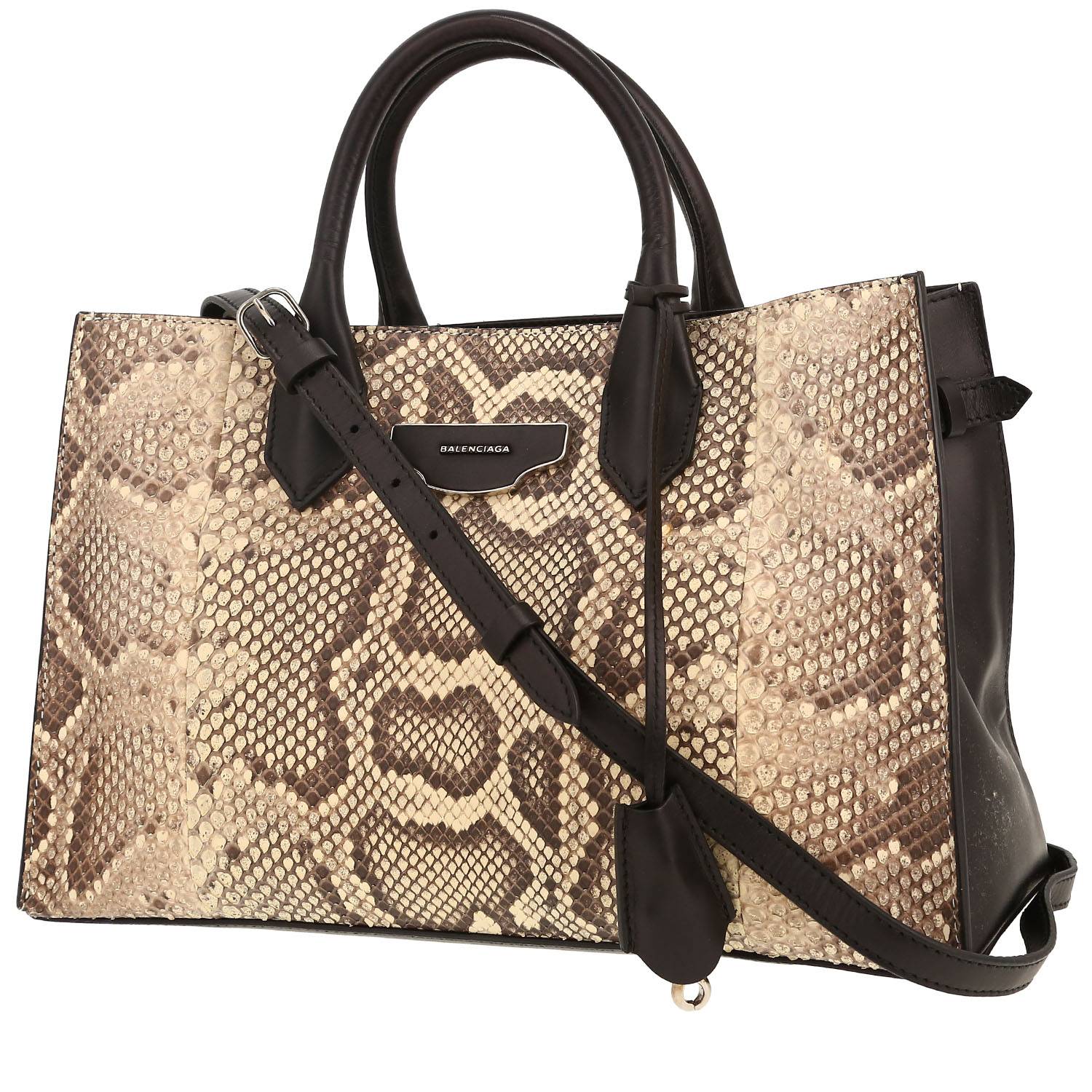 Balenciaga handbag python and black leather
