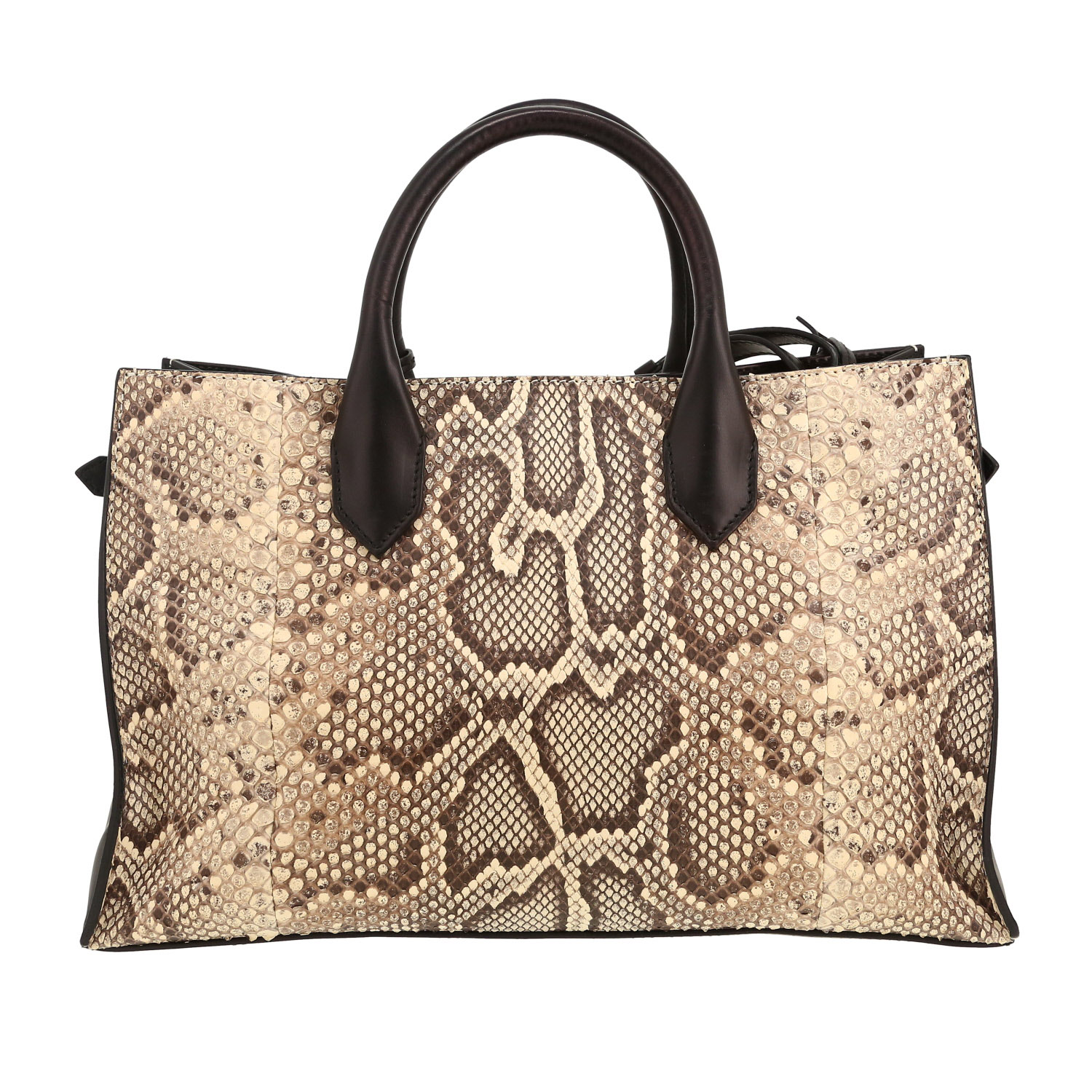 Bolso de mano Balenciaga   en piel de pitón y cuero negro - Detail D4