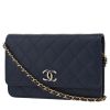 Chanel  Wallet on Chain shoulder bag  in dark blue quilted grained leather - 00pp thumbnail