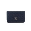 Chanel  Wallet on Chain shoulder bag  in dark blue quilted grained leather - 360 thumbnail