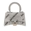 Balenciaga  Hourglass mini  shoulder bag  in silver strass - 360 thumbnail