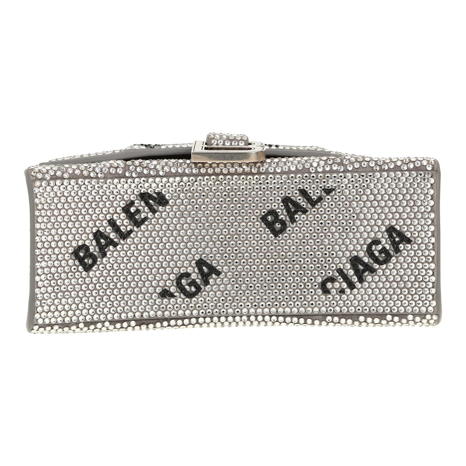 Borsa a tracolla Balenciaga  Hourglass mini  in strass argentati - Detail D1