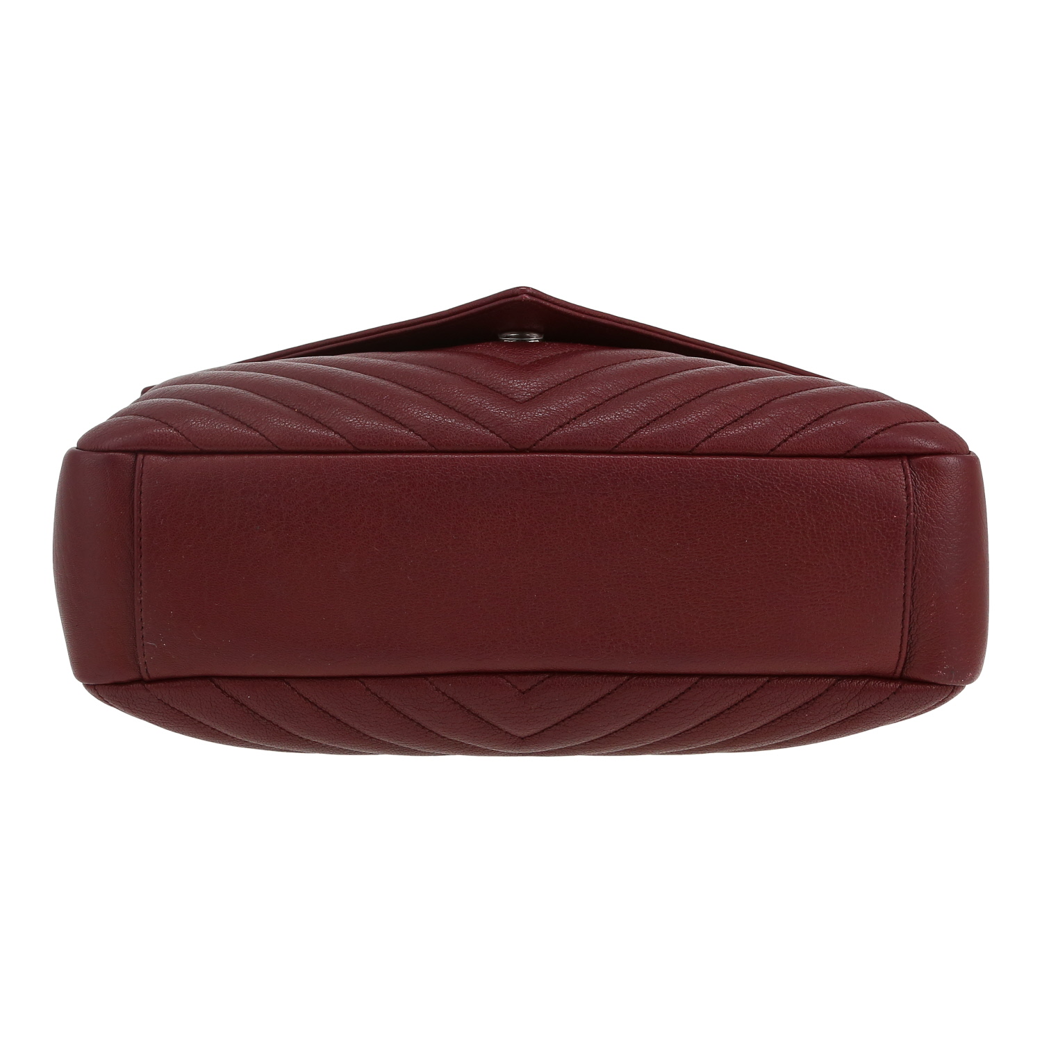 Sac à main Saint Laurent College en cuir matelassé chevrons bordeaux - Detail D1