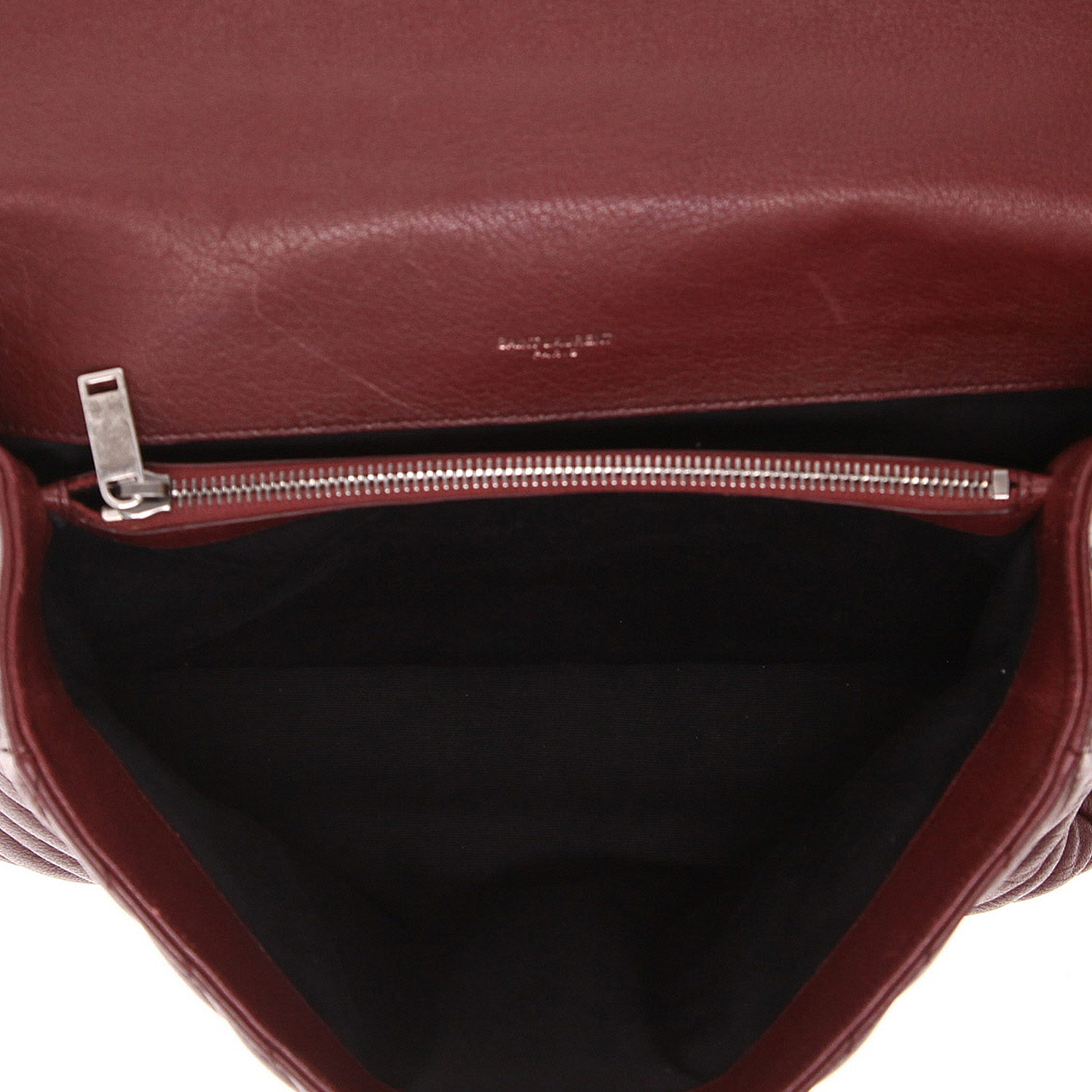 Sac à main Saint Laurent College en cuir matelassé chevrons bordeaux - Detail D3