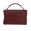 Saint Laurent  College handbag  in burgundy chevron quilted leather - Detail D4 thumbnail