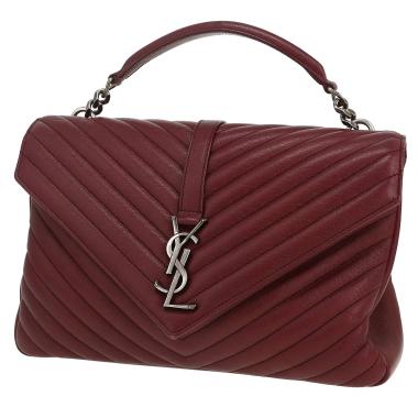 Sac à main Saint Laurent  College en cuir matelassé chevrons bordeaux