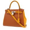 Bolso de mano Hermès  Kelly 25 cm en cuero swift color oro y Jaune Ambre - 00pp thumbnail