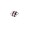 Bague Vintage  en platine, rubis et diamants - 360 thumbnail