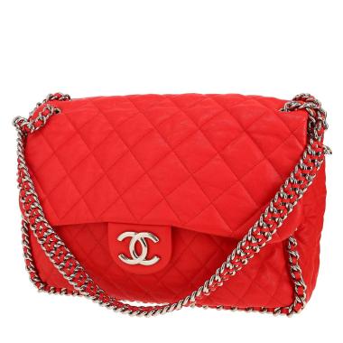 Sac à main Chanel  Chain Around en cuir matelassé rouge