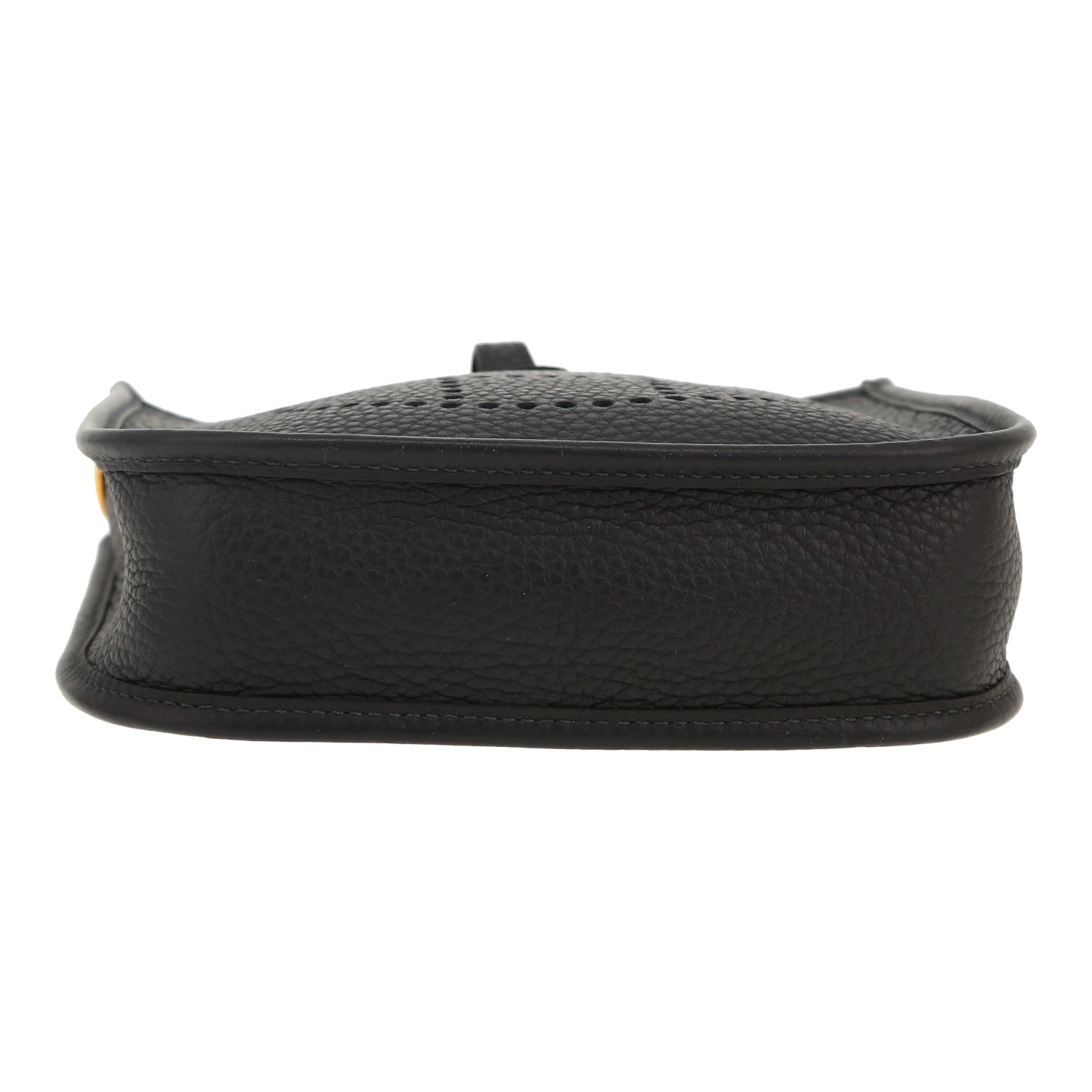 Sac bandoulière Hermès  Mini Evelyne en cuir taurillon clémence Bleu Caban - Detail D1