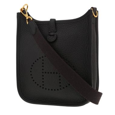 Hermès  Mini Evelyne shoulder bag  in Bleu Caban leather taurillon clémence