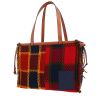 Loewe  Cushion shopping bag in red and blue Tartan woollen fabric  and brown leather - 00pp thumbnail