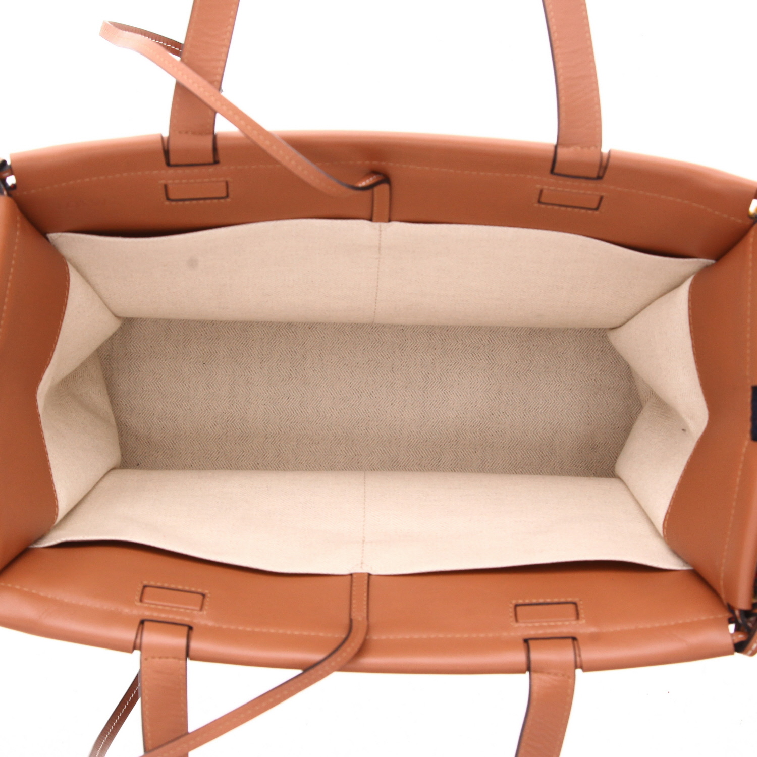 Loewe  Cushion shopping bag  in red and blue woollen fabric  and brown leather - Detail D3