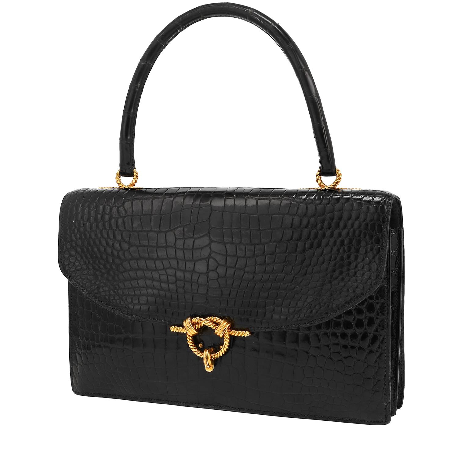 Bolso de mano Hermès  Cordeliere en cocodrilo negro