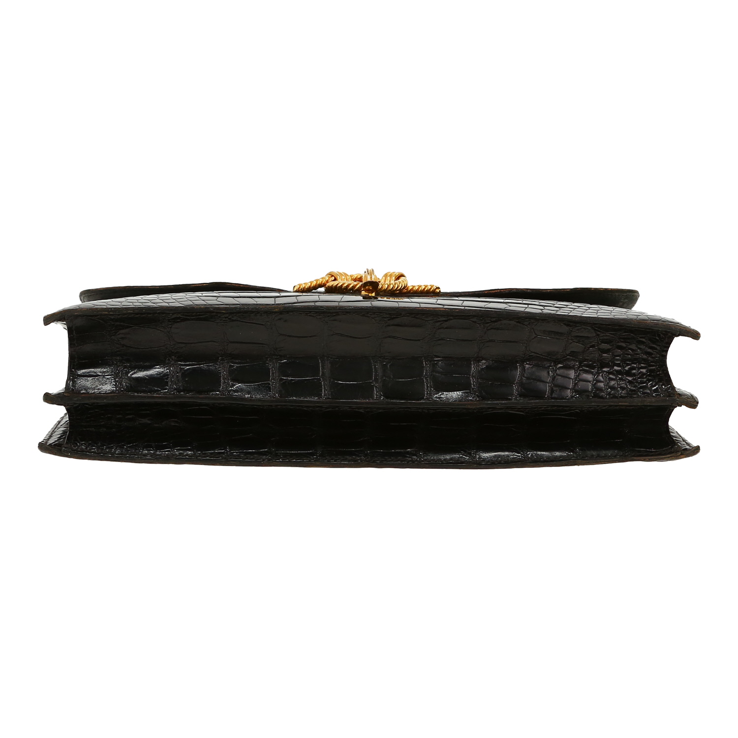 Sac à main Hermès Cordeliere en crocodile noir - Detail D1