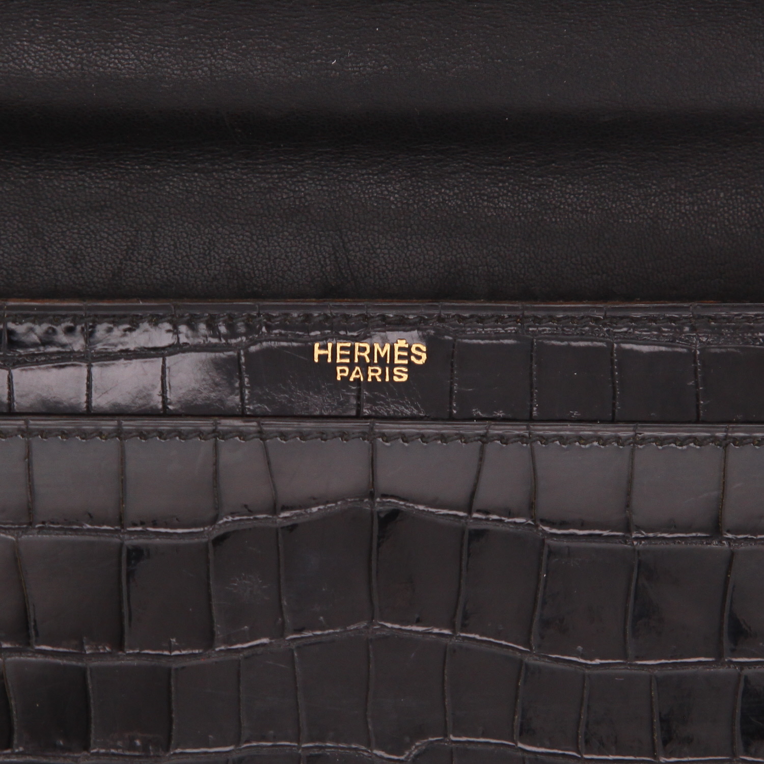 Sac à main Hermès Cordeliere en crocodile noir - Detail D2