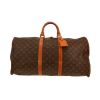 Bolsa de viaje Louis Vuitton  Keepall 55 en lona Monogram marrón y cuero natural - 360 thumbnail