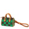 Porte-clef Louis Vuitton  Nano Speedy en toile damier marron et verte et cuir naturel - 00pp thumbnail