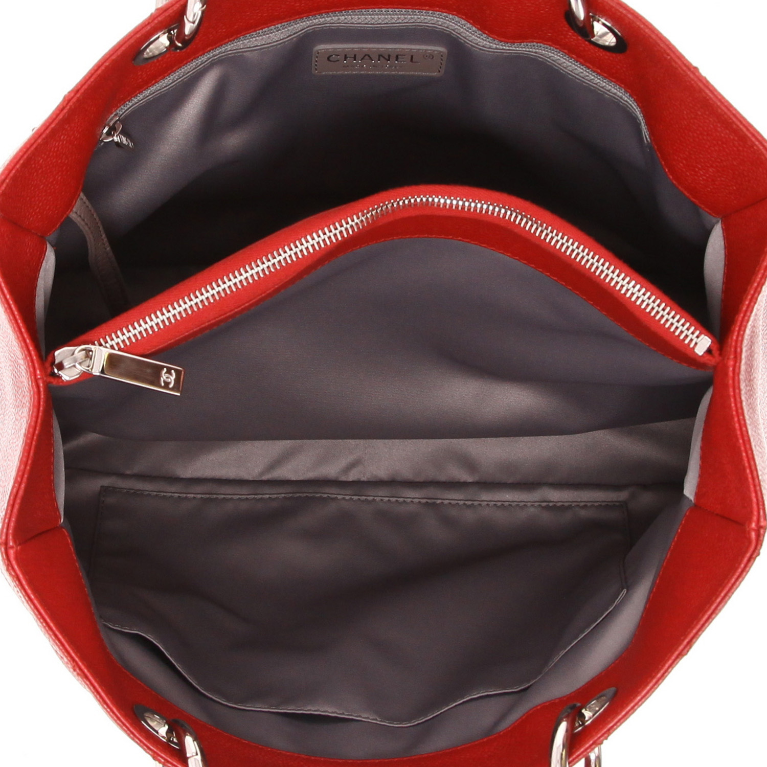 Borsa Chanel Shopping GST in pelle martellata e trapuntata rossa - Detail D3