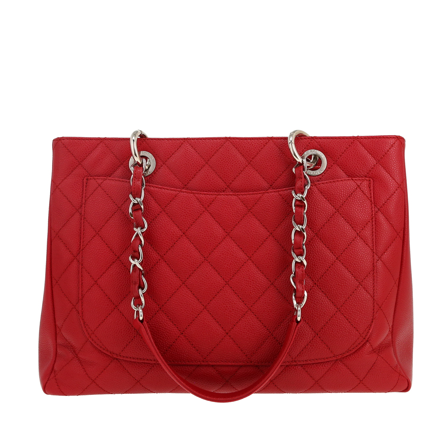 Borsa Chanel Shopping GST in pelle martellata e trapuntata rossa - Detail D4