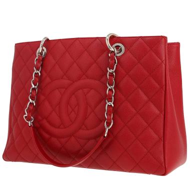 Chanel  Shopping GST handbag  in red quilted grained leather